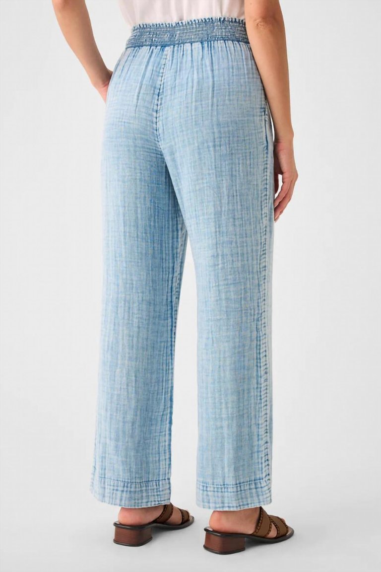 Dream Cotton Gauze Wide Leg Pant In Light Indigo Wash