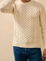 Irish Cable Crewneck Sweater In Beige - Beige