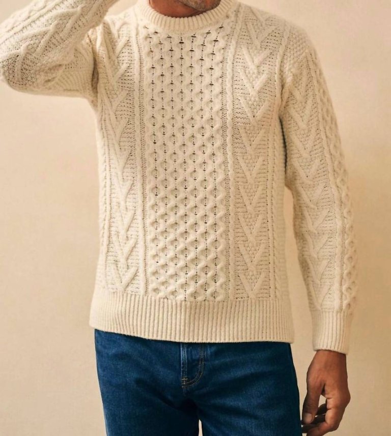 Irish Cable Crewneck Sweater In Beige - Beige