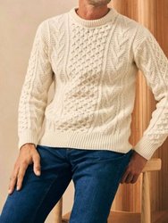 Irish Cable Crewneck Sweater In Beige