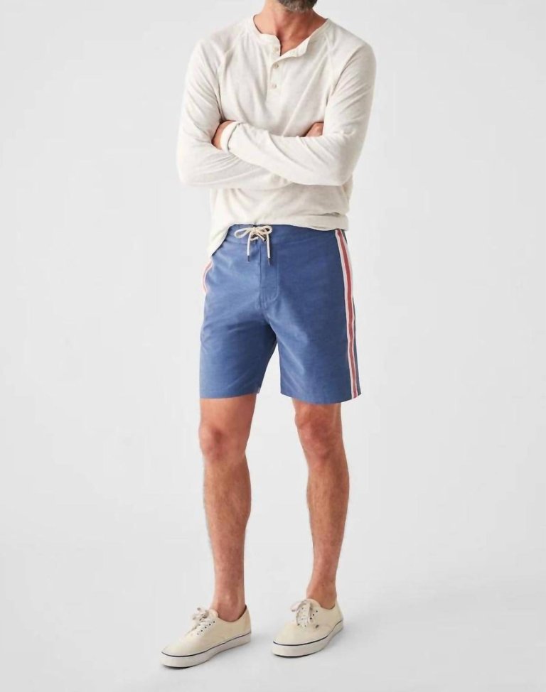 Retro Surf Stripe Boardshort In Blue Red Stripe