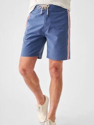 Retro Surf Stripe Boardshort In Blue Red Stripe - Blue Red Stripe