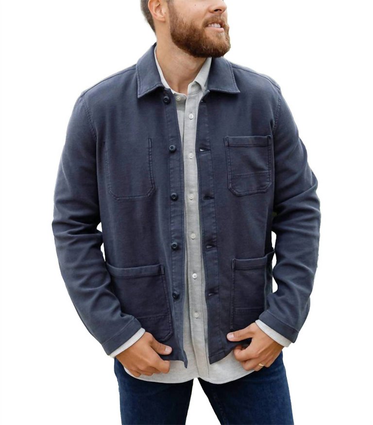 Stretch Terry Chore Jacket In Navy - Navy