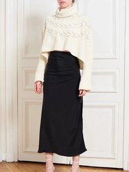 Slit Draped Long Skirt - Black