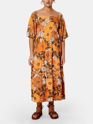 Kiona Square Neck Puff Sleeve Midi Dress - Isola Floral Print