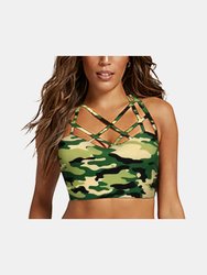 Lattice Neckline Detailed Bikini Top - Camouflage