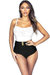 Twisted Bra Top with Solid Black Pant Bottom and Gold Buckle Belt - White