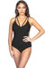 V-neck with Side Cutout One-Piece Swimsuit - Black