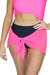 Women Stretch Mesh Matching Side Tied Pareo Wrap - Hot Pink