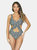 X-Front Monokini with High Waist Lace up Back Beads - Cheetah Print