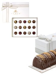 Chocolate Gift Set, Luxury Chocolate Gift Box with Chocolate Log, Kosher, Dairy Free.