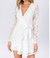 Lace Long Sleeve Mini Dress - White