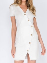 Short Sleeve Assymetrical Button Down Mini Dress