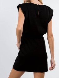 Shoulder Pad Sleeveless Mini Dress