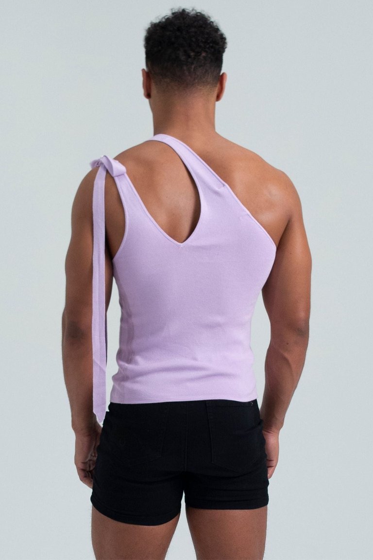 Asymmetrical Slash Shoulder Tank with Bow