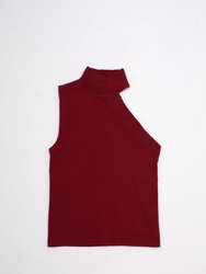 Asymmetrical Turtleneck Knit Tank