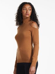 Cashmere Shoulder Cut-Out Turtleneck Sweater