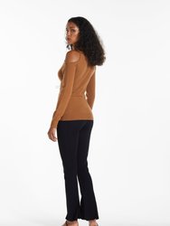 Cashmere Shoulder Cut-Out Turtleneck Sweater