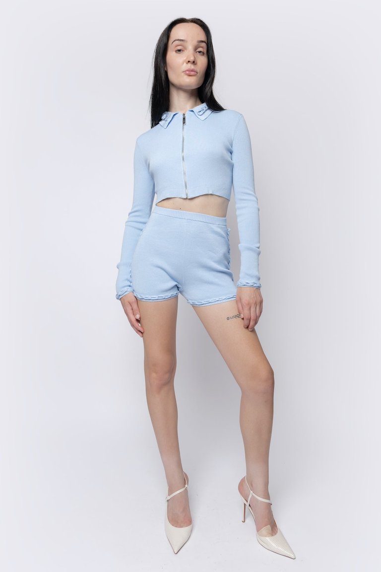 Chain Link Knitted Long Sleeve Crop Top
