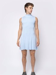 Chain Link Knitted Turtleneck Dress - Baby Blue