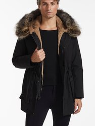 Coyote And Rabbit Fur Lined Parka - Black
