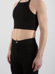 Essential Ribbed Square Neck Crop Top - Black