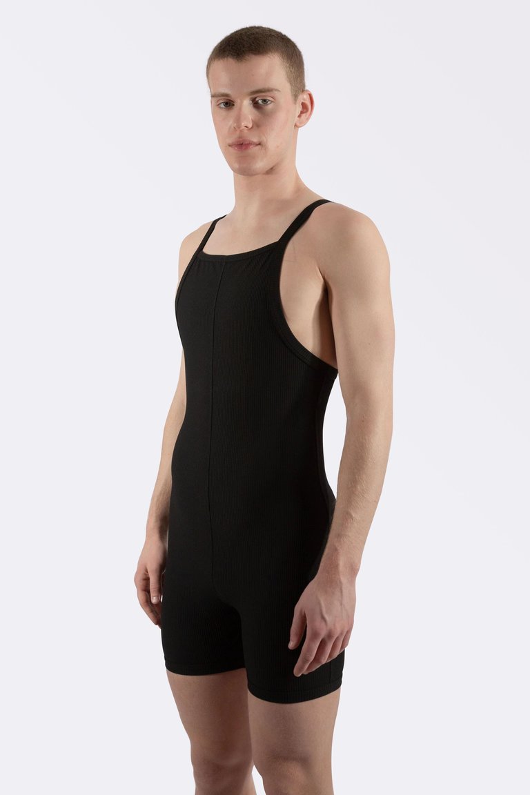 Essential Ribbed Square Neck Onesie - Black