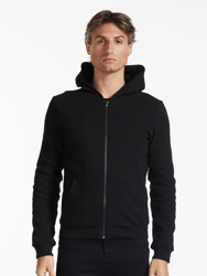 Essential Ribbed Zip Up Hoodie - Black