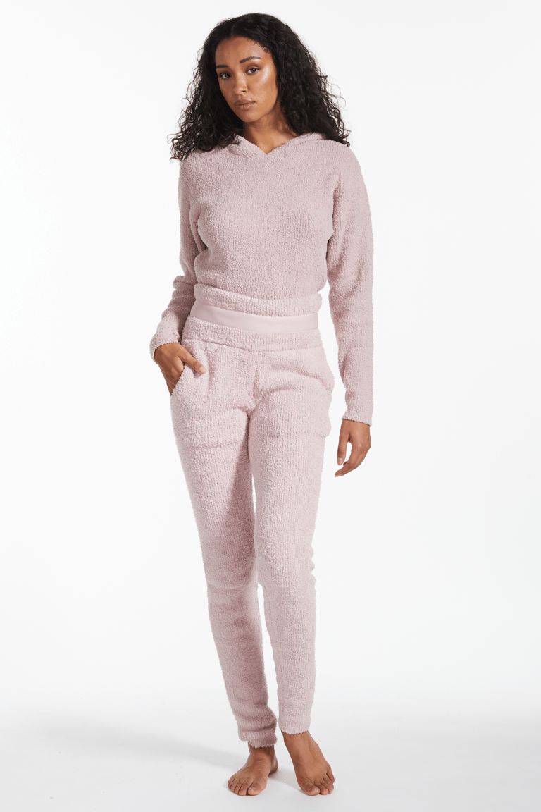 Essential Terrycloth High-Waisted Sweatpants - Dusty Pink