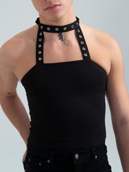 Eyelet Choker Tank - Black