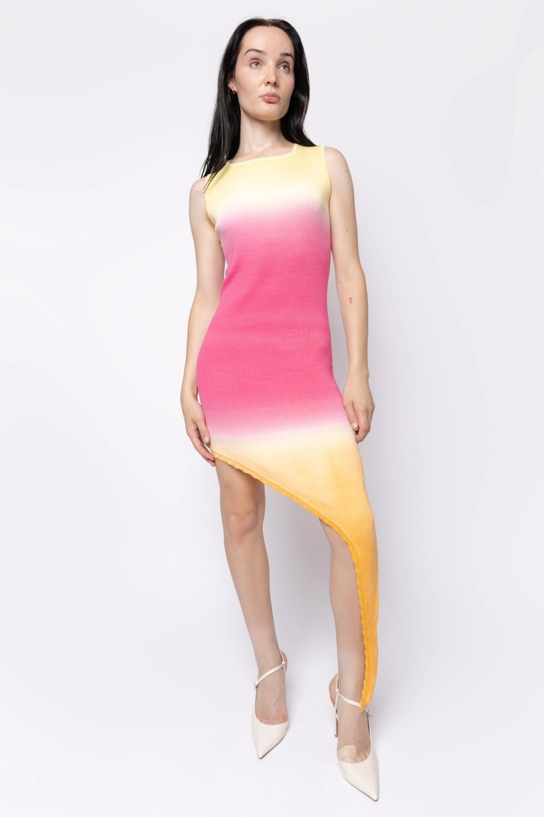 Gradient Square Neck Asymmetrical Dress