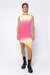 Gradient Square Neck Asymmetrical Dress - Yellow/White/Pink