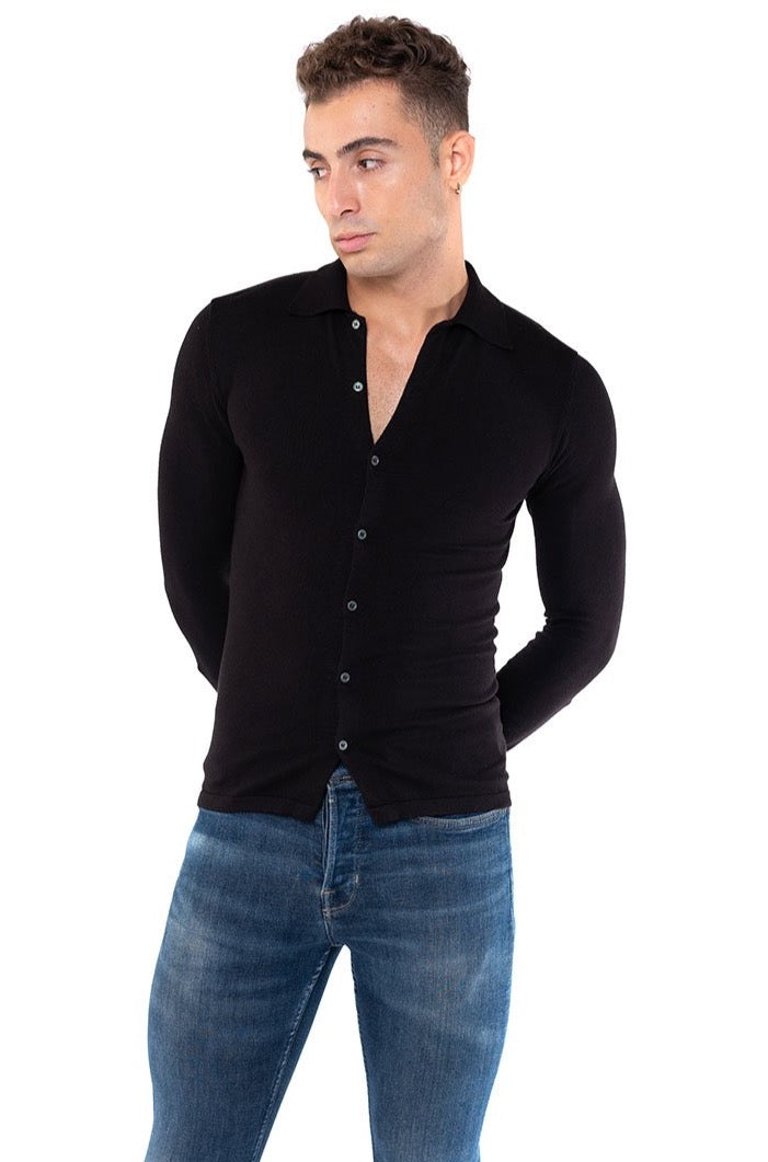 Knitted Dress Shirt - Black