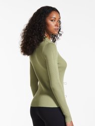 Long Sleeve Knitted Polo with Exposed Zipper