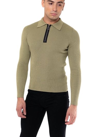 FANG Long Sleeve Knitted Polo with Exposed Zipper product
