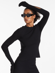 Mockneck Ribbed Glove Top