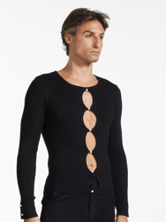 Pearl Cut-Out Sweater - Black
