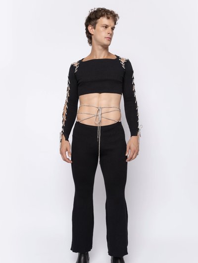 FANG Rhinestone Lace Up Cropped Long Sleeve product