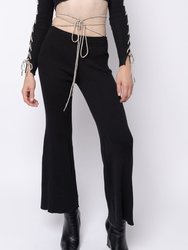 Rhinestone Lace Up Flare Pants