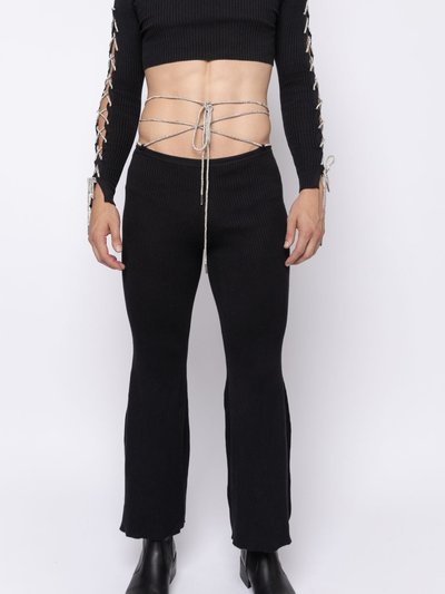 FANG Rhinestone Lace Up Flare Pants product