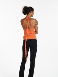 Self-Tie Halter Knit Tank with Back Straps