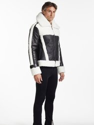 Shearling Biker Leather Jacket - Black