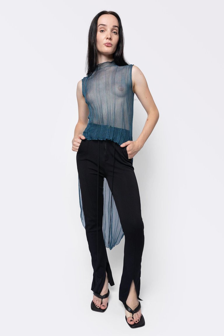 Sheer Knit Flare Back Top