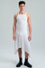 Square Neck Ribbed Dress - White