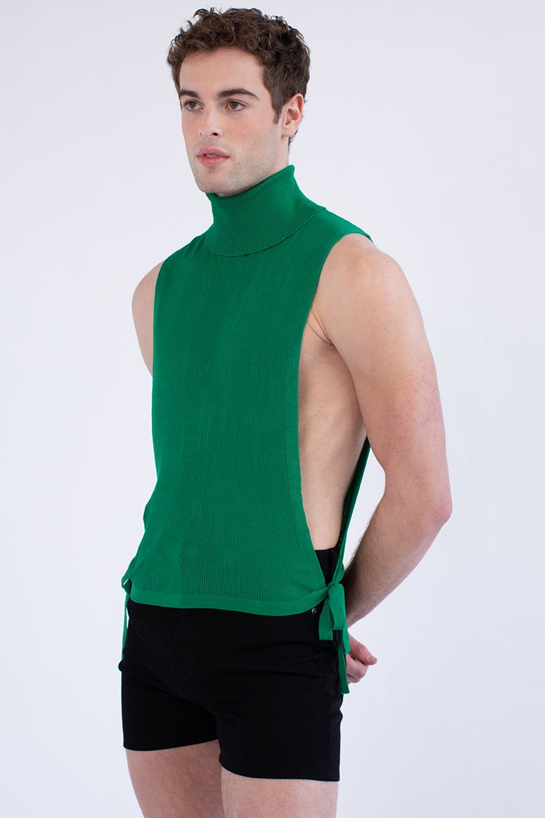 Turtleneck Bib Knit Tank - Green