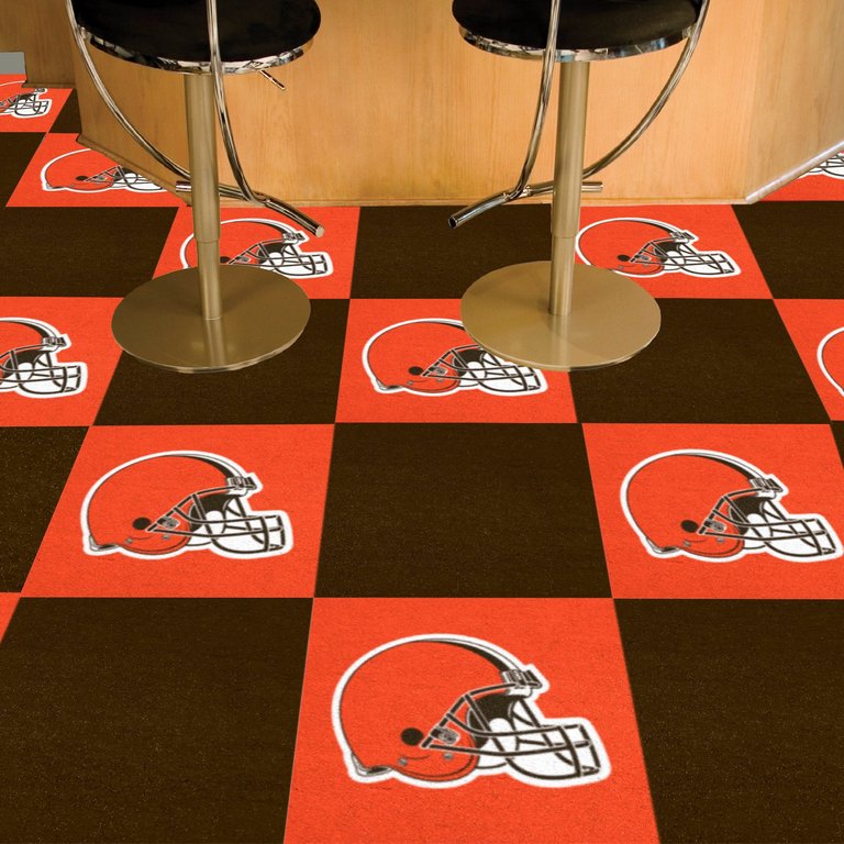 Cleveland Browns Team Carpet Tiles - 45 Sq Ft. - Orange/Brown