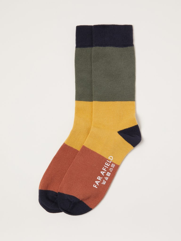 Multi-Color Block Crew Socks