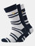 Mens Falton Striped Socks - Pack of 3 - Black/White