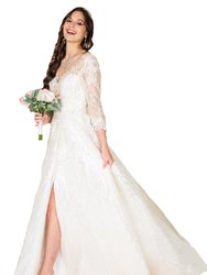 A-line Slit Bridal Gown - Bright Ivory