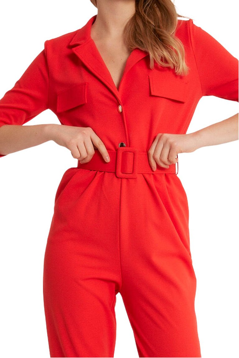 Ankle Length Pockets Jumpsuit